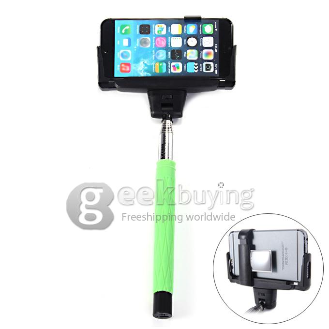 D09 Wireless Bluetooth Selfie Stick Monopod with Mirror for iPhone Galaxy Android - Green