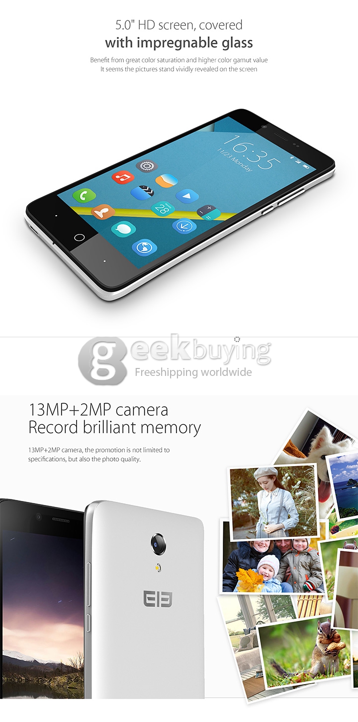Elephone P6000 4G Android 5.0 2GB 16GB MTK6732 Quad Core 1.5GHz 5.0 Inch Smartphone 13.0MP IPS HD - Black