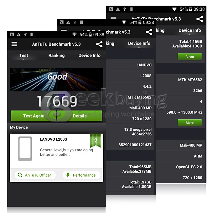 LANDVO L200S 5.0Inch IPS HD MTK6582 Quad Core 1.3GHz Smartphone Android 4.4 1GB RAM 8GB ROM 8MP 2MP Dual SIM 4G - White
