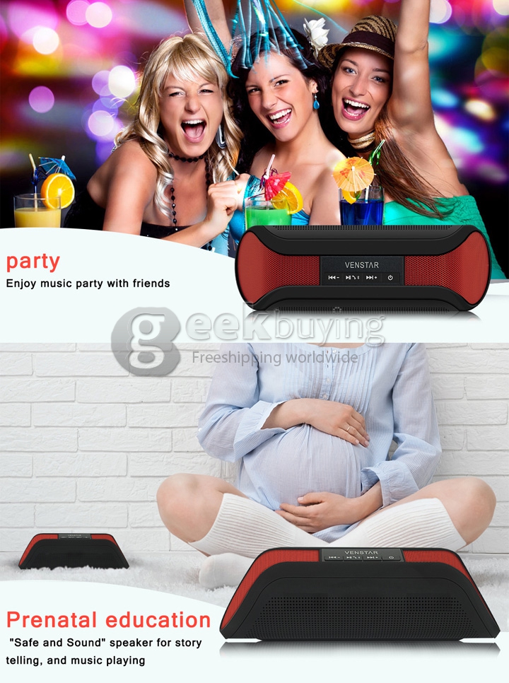 VENSTAR Taco Portable Wireless Outdoor Sport NFC Bluetooth V3.0 Speakers with 1400mAh Rechargeable Battery - Black