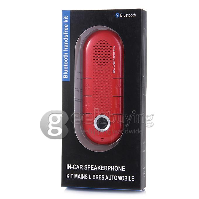 NAT1900 Visor Clip Wireless Multipoint Bluetooth HandsFree Car Kit Speaker Phone Speaker - Red