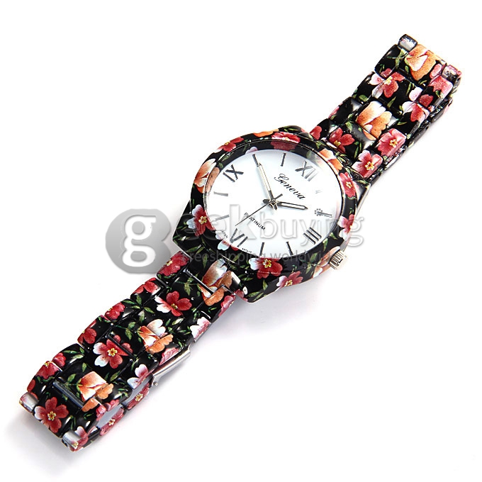 GENEVA Fashion Ceramic Analog Japanese Movement Quartz Wrist Watch for Woman - Red