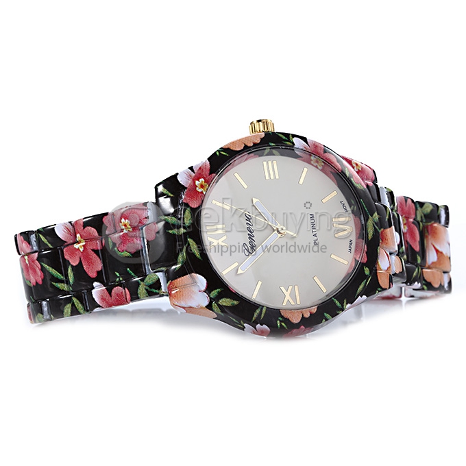 GENEVA Fashion Ceramic Analog Japanese Movement Quartz Wrist Watch for Woman - Black