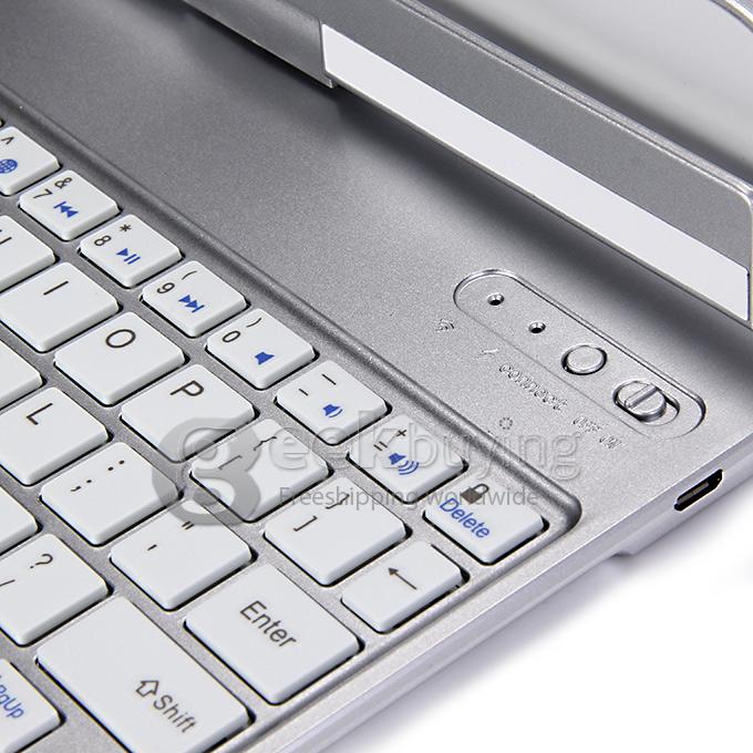 New Portable Keyboard for iPad Air 2 th Bluetooth Keyboard 360 Rotating 180 Flip - Silver