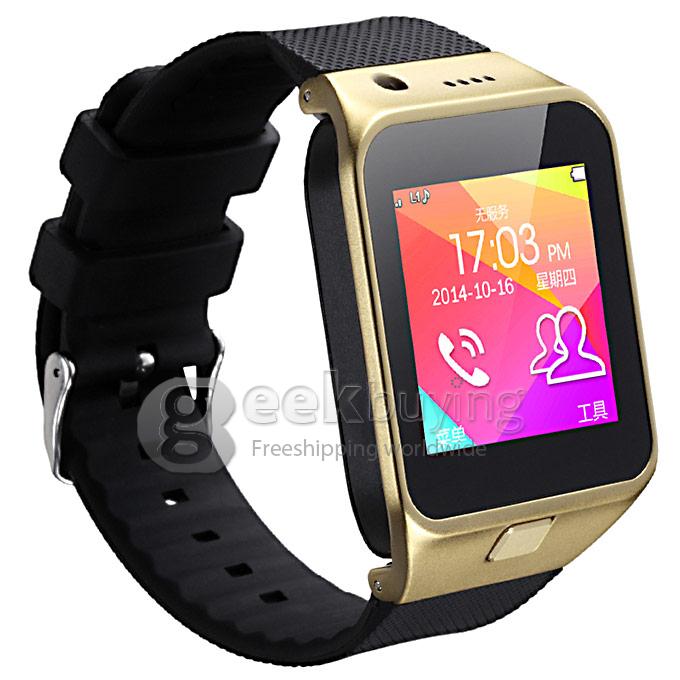 GV09 Bluetooth Wrist Watch Phone Touch Screen Camera Smart Mobile Phone SIM Card Stell Material - Golden