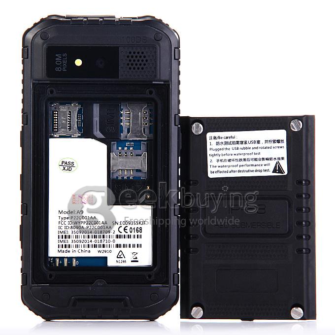 A9 IP68 Android Smartphone Waterproof MTK6582 Quad Core 1.3GHz 4.3