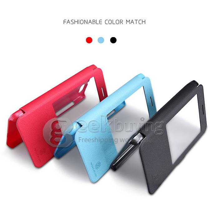 Nillkin Fresh Series Polycarbonate Flip Stand Cover Leather Case for HUAWEI Honor 4X - Blue