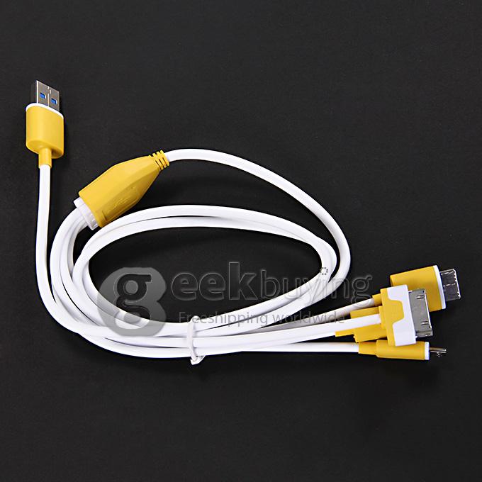 4 in 1 USB / 8 Pin / 32 Pin Data Charging Cable for Apple iPhone 4 4S 6 Plus 5S 5 iPad 2 3 Samsung S5 Note 3 2 - Yellow