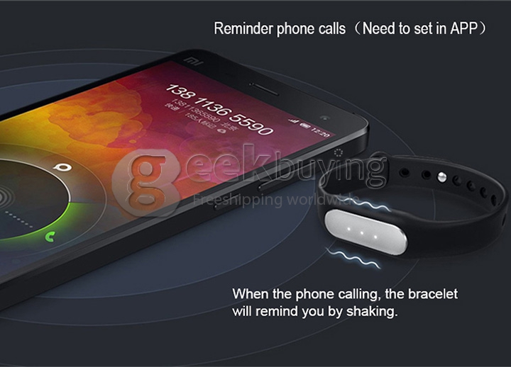 Original Xiaomi Mi Band 2015 Upgraded Version Xiaomi Wristband IP67 Bluetooth 4.0 Bracelet with White LED Lights - Black