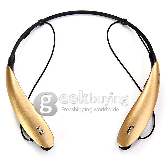 HBS-800 Bluetooth Wireless Headset Headphone Neck Earphone with Mic for iPhone Samsung HTC - Gold