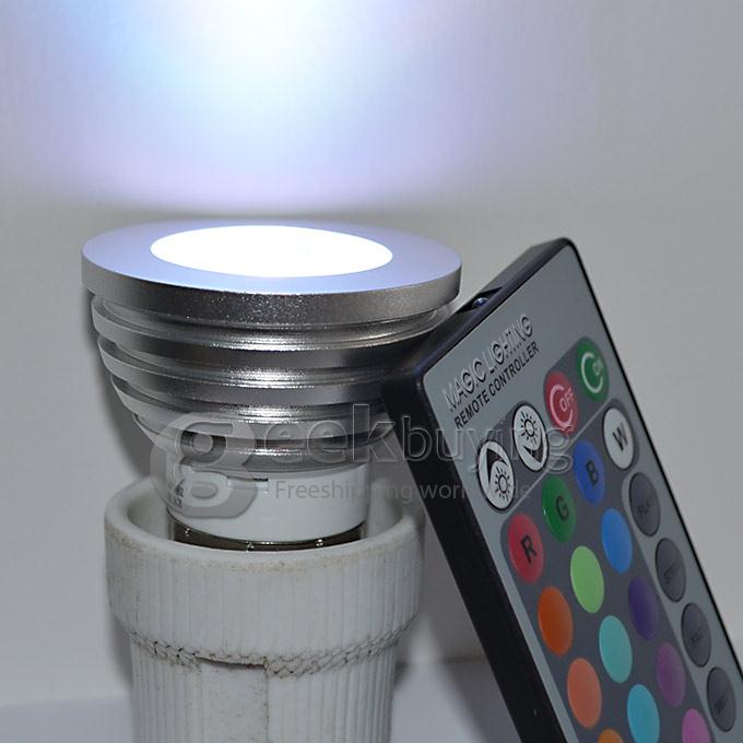 3W E27 LED Spot Light Downlight Lamp Bulb AC100-240V-RGB + Remote Control