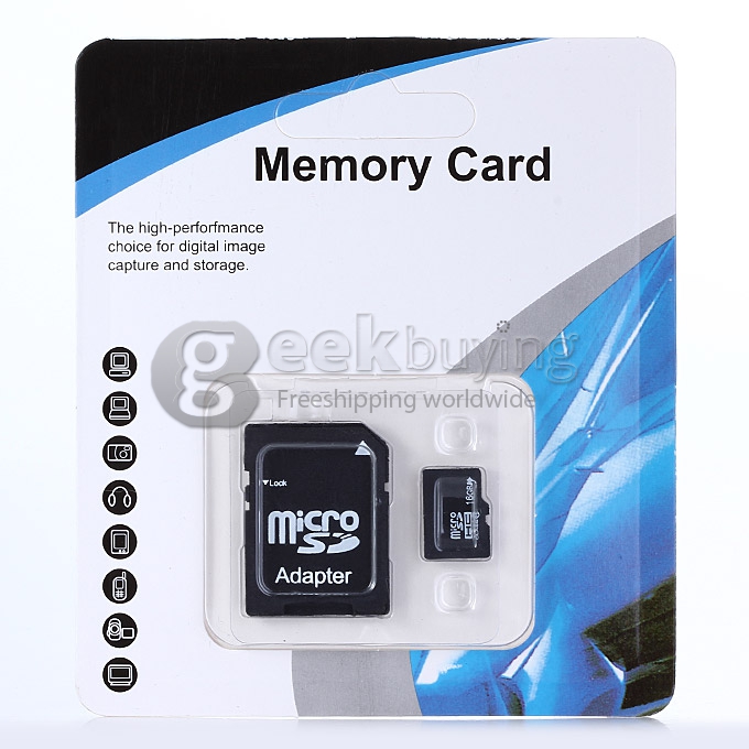 Flash Memory TF 16GB Micro SD Card with Adapter and Package