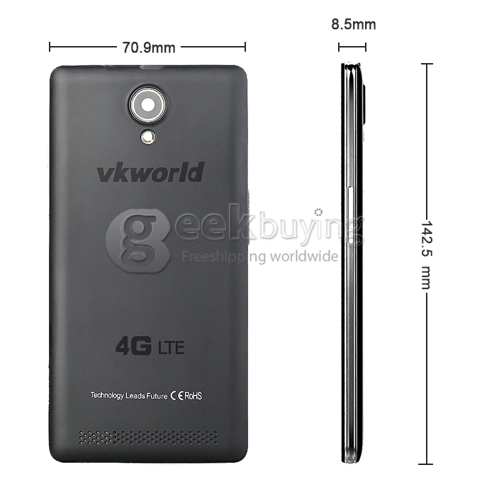 VK1000 5 Inch FDD-LTE 4G Smartphone IPS QHD Screen MTK6582+6290 Dual Platform 1GB RAM 4GB ROM 8.0MP Android 4.2 OTG/GPS - Black