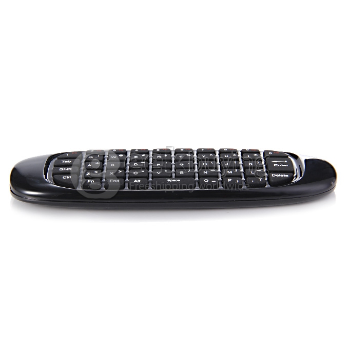 GK001 Wireless Air Mouse + English Keyboard with Mic Voice Function Motion Sensing Game for TV Box Android Windows - Black