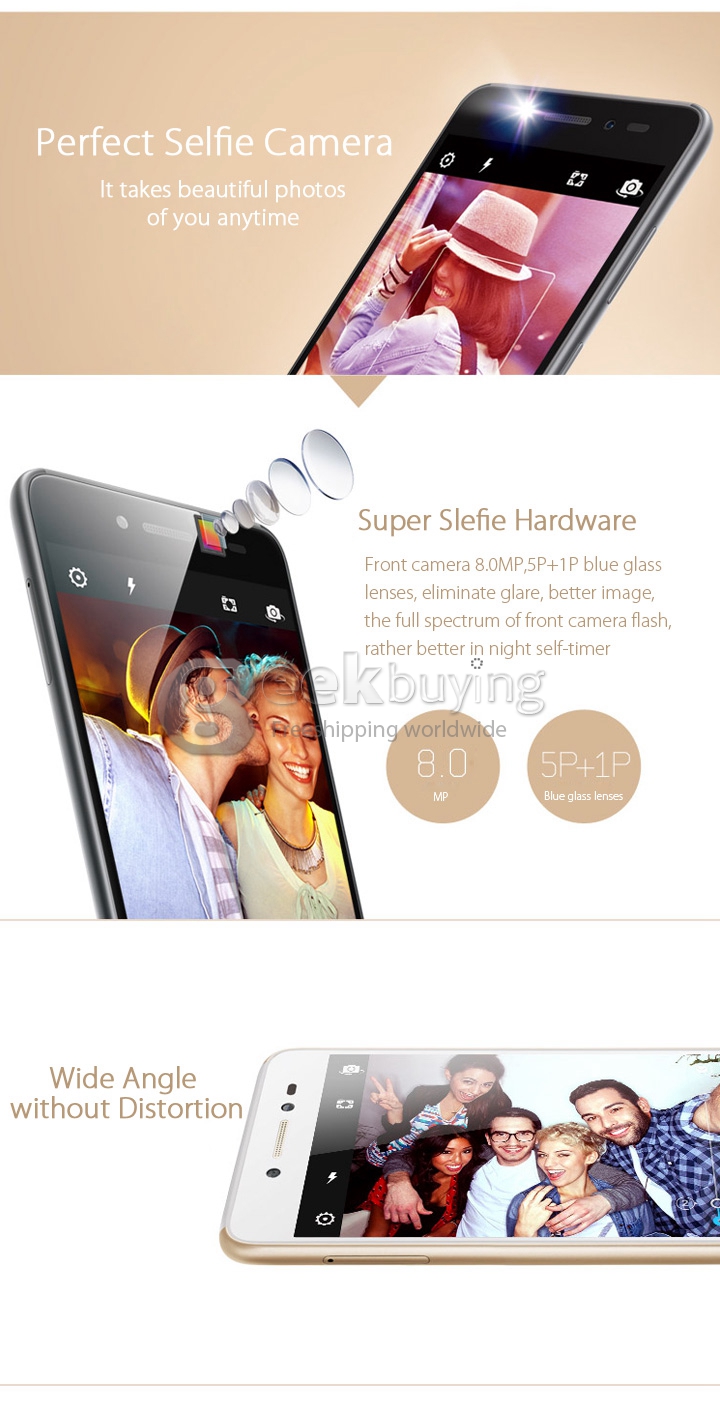 Lenovo S90 5.0inch Qualcomm MSM8916 Quad-core 1.2GHz Smartphone 1GB+16GB Metal Fuselage IPS HD 13.0MP 8.0MP - Pink