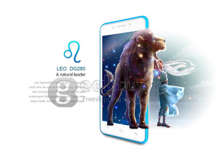 Doogee LEO DG280 MTK6582 Quad Core 1.3GHz 4.5Inch Smartphone Android 4.4 OS 1GB RAM 8GB ROM Dual Cameras 3G GPS - Blue