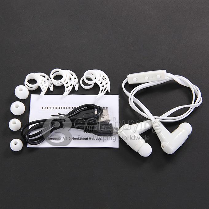 Sports HV805 Stereo Bluetooth 4.0 Headset Neckband Earphone with Mic for Samsung Iphone 6/5/5S/4 - White