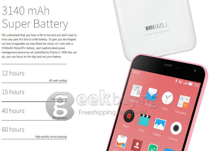 MEIZU MEILAN M1 NOTE 5.5inch FHD Smartphone 4G LTE MTK6752 Octa Core 1.7 GHz Flyme 4 OS 2GB RAM 16GB ROM 13.0MP - Yellow