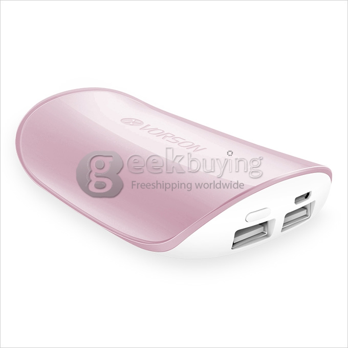 Vorson Shell Dual USB 6000mAh Power Bank External Battery 1.2A for iPhone iPad Smartphone Tablet - Pink