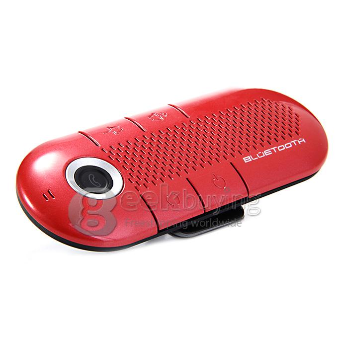 NAT1900 Visor Clip Wireless Multipoint Bluetooth HandsFree Car Kit Speaker Phone Speaker - Red