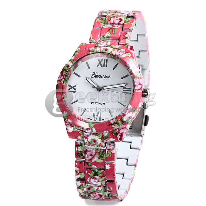 GENEVA Fashion Ceramic Analog Japanese Movement Quartz Wrist Watch for Woman - Pink