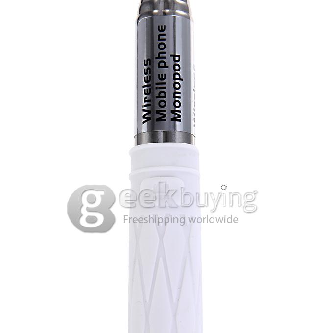 D09 Wireless Bluetooth Selfie Stick Monopod with Mirror for iPhone Galaxy Android - White