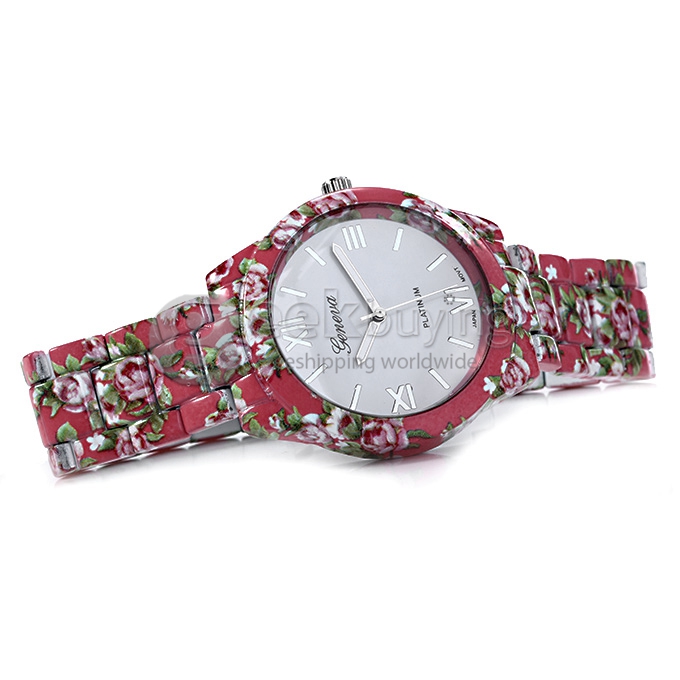 GENEVA Fashion Ceramic Analog Japanese Movement Quartz Wrist Watch for Woman - Pink
