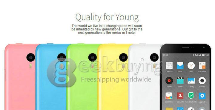 MEIZU MEILAN M1 NOTE 5.5inch FHD Smartphone 4G LTE MTK6752 Octa Core 1.7 GHz Flyme 4 OS 2GB RAM 16GB ROM 13.0MP - Yellow
