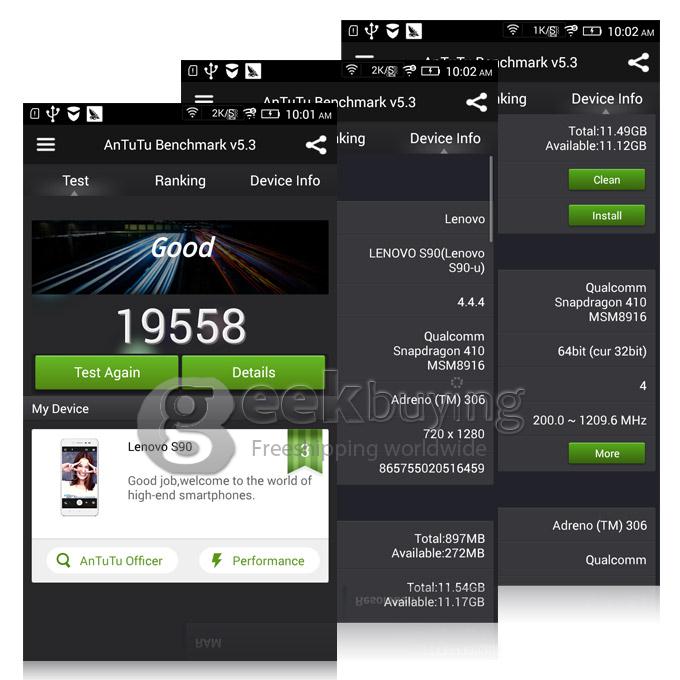 Lenovo S90 5.0inch Qualcomm MSM8916 Quad-core 1.2GHz Smartphone 1GB+16GB Metal Fuselage IPS HD 13.0MP 8.0MP - Pink