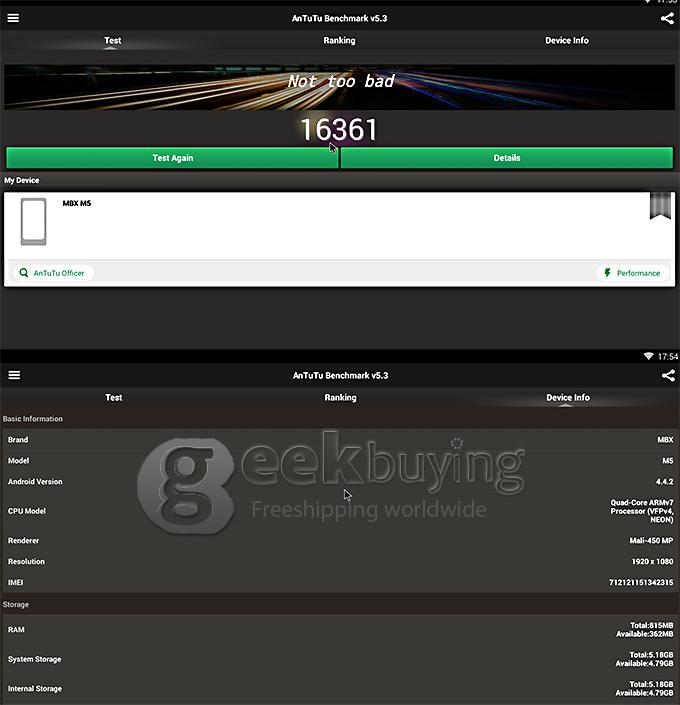 M5 Amlogic S805 Quad Core 1.5GHz Android 4.4 TV Box HDMI HDD Player 1G/8G WIFI H.265/HEVC Decode Bluetooth DLNA - Black