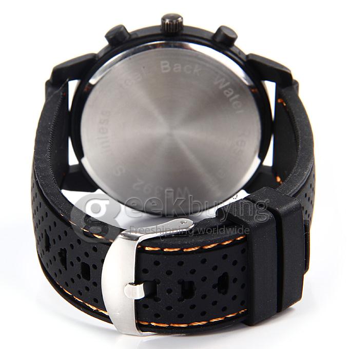 GT Men's Fashion Round Dial PU Band Analog Japanese Quartz Wrist Watch - Orange