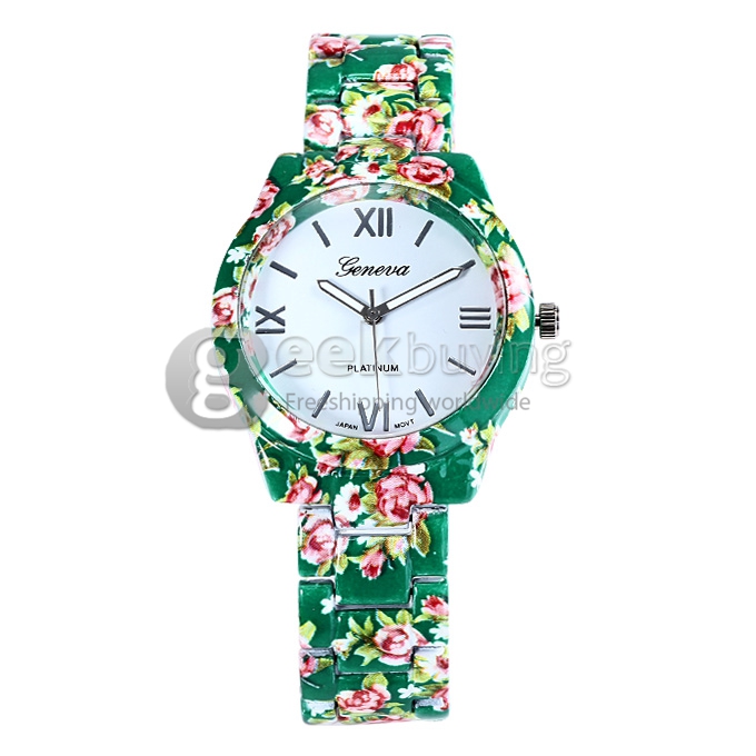 GENEVA Fashion Ceramic Analog Japanese Movement Quartz Wrist Watch for Woman - Green