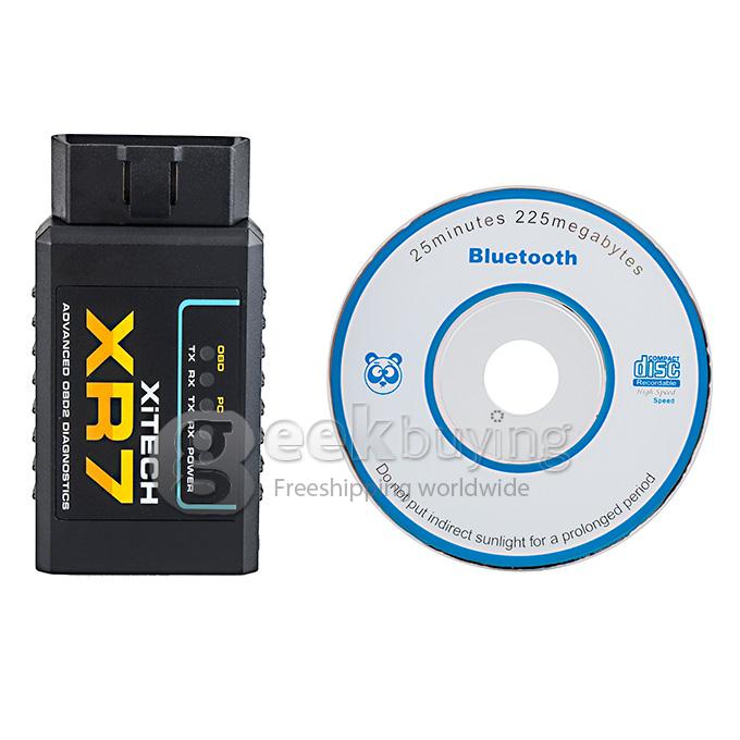 XR7 ELM327 Bluetooth OBD2 Scan Tool Car Diagnostic Scanner Auto Fault Detection - Black