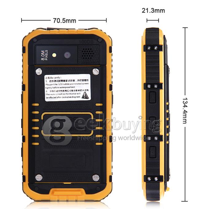 A9 IP68 Android Smartphone Waterproof MTK6582 Quad Core 1.3GHz 4.3