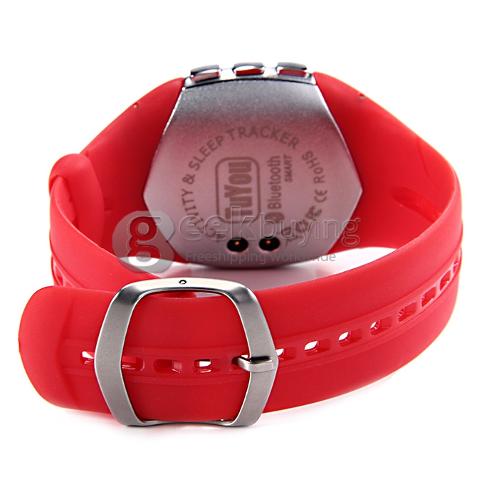 MU2 Unisex Bluetooth Smart Silicone Band Wrist Watch Activity Health Sleep Monitor Mate for Android iOS Mobile - Red