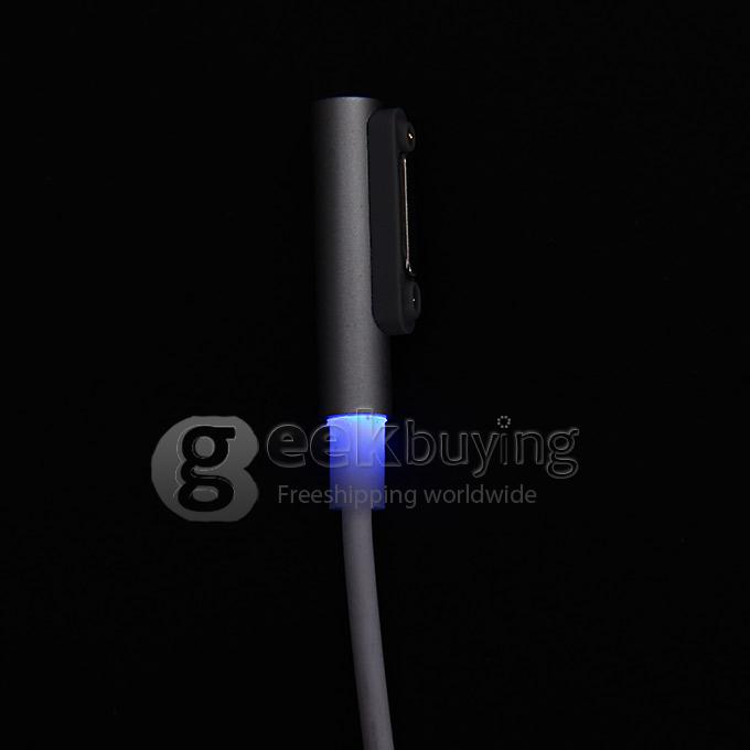 Magnetic Charging Cable Adapter USB Cable LED Smart Prompt for Sony Xperia Z3 Z2 Z1 - Silver