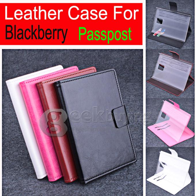 Protective Hard Cover Flip Stand Leather Case for Blackberry Passport -Brown