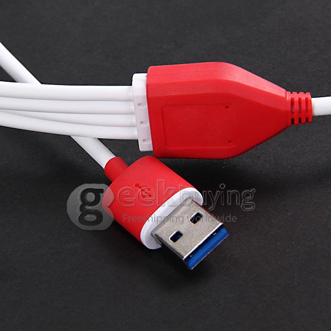 4 in 1 USB / 8 Pin / 32 Pin Data Charging Cable for Apple iPhone 4 4S 6 Plus 5S 5 iPad 2 3 Samsung S5 Note 3 2 - Red