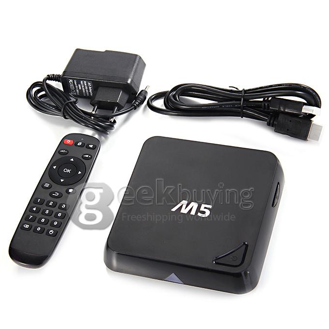 M5 Amlogic S805 Quad Core 1.5GHz Android 4.4 TV Box HDMI HDD Player 1G/8G WIFI H.265/HEVC Decode Bluetooth DLNA - Black