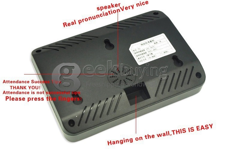 A6 2.4 TFT Fingerprint Time Attendance Clock Employee Payroll Recorder USB - Black