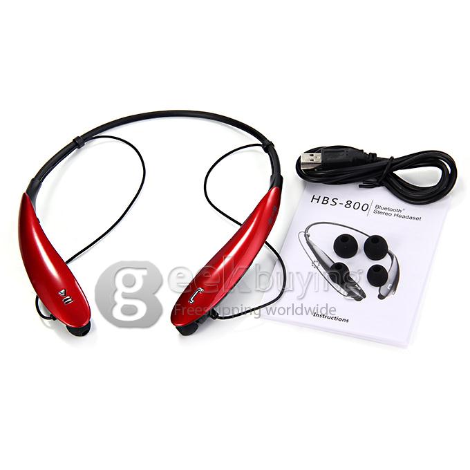 HBS-800 Bluetooth Wireless Headset Headphone Neck Earphone with Mic for iPhone Samsung HTC - Red