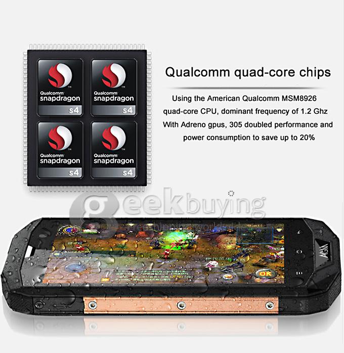 AGM STONE 5S IP67 Qualcomm MSM8926 Quad Core 1.2GHz Waterproof Smartphone 5.0 inch Android 4.4 1GB 8GB 8.0MP 4G LTE - Silver
