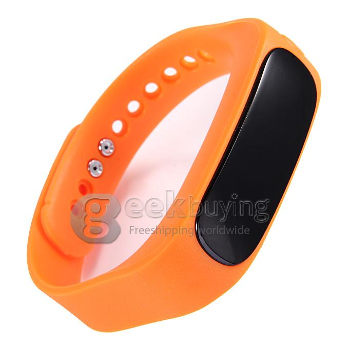Waterproof E02 Sport Bluetooth 4.0 Smart Wrist Watch Bracelet for iOS Android Video Remote Anti-lost Pedometer - Orange