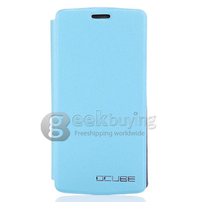 Protective Hard Cover Flip Stand Leather Case for THL T4000 - Blue