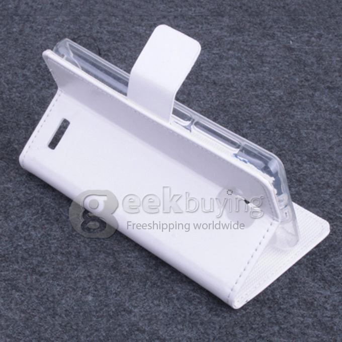Protective Hard Cover Flip Stand Leather Case for Lenovo A536 -White