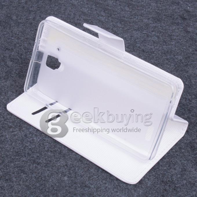 Protective Hard Cover Flip Stand Leather Case for Lenovo A536 -White