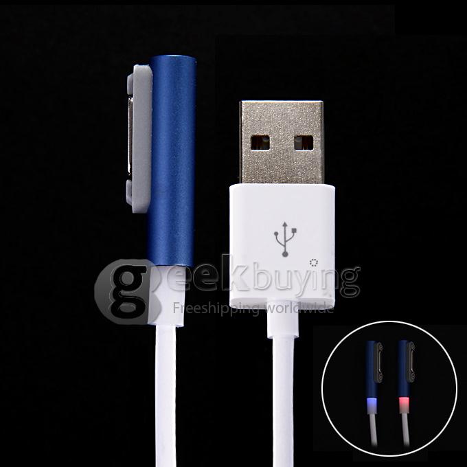 Magnetic Charging Cable Adapter USB Cable LED Smart Prompt for Sony Xperia Z3 Z2 Z1 - Blue