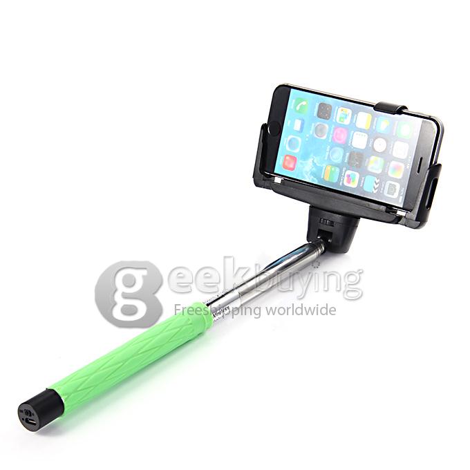 D09 Wireless Bluetooth Selfie Stick Monopod with Mirror for iPhone Galaxy Android - Green