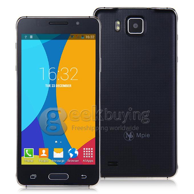 MPIE S168 5.0Inch Android 4.4 Smartphone FWVGA MTK6572 Dual Core 1.0GHz 512MB+4GB 3G GPS Dual Camera - Black