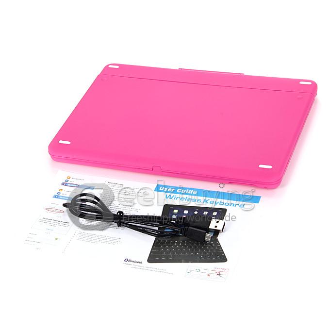 K561C Bluetooth Keyboard 360 Swivel Rotating Stand Case Cover for Apple iPad Air 2 - Pink